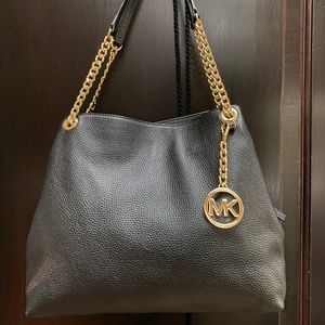 Black leather shoulder bag